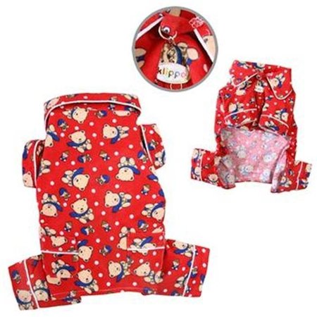 KLIPPO Klippo KBD075-XS Winter Bear in Blue Scarf Flannel Dog Pajamas - Extra Small KBD075-XS